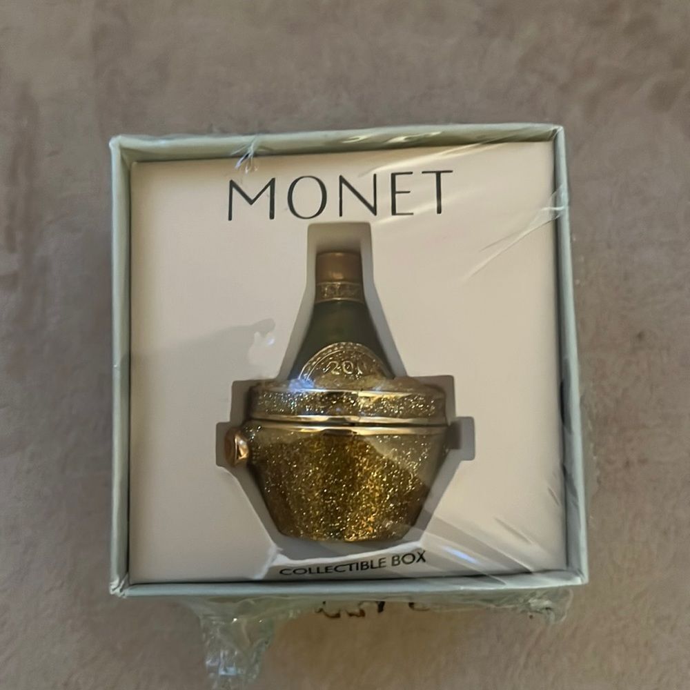 Monet Trinket Box Champagne Wine Bottle Design Sealed in Box